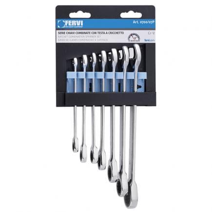 FERVI 0700/07P - Jeu de clés mixtes avec tête à cliquet (7 pcs.)