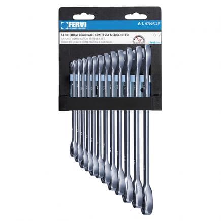 FERVI 0700/12P - Jeu de clés mixtes avec tête à cliquet (12 pcs.)