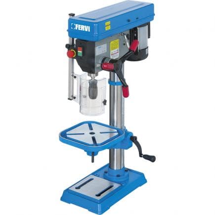FERVI 0750 - Perceuse d'établi avec transmission par courroie et table rotative et inclinable 230 V 750 W