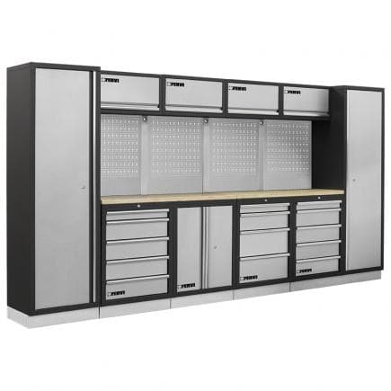 FERVI A007A - Meuble d'atelier modulable avec étagères en bois 3920x498x2000 mm