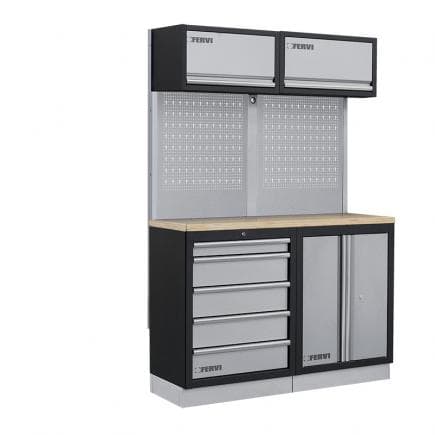 FERVI A007M - Meuble d'atelier modulaire avec étagères en bois 1360x498x2000mm