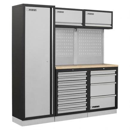 FERVI A007Q - Meuble d'atelier modulable avec étagères en bois 1960x498x2000 mm