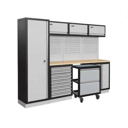 FERVI A007S - Meuble d'atelier modulable avec étagères en bois 2640x498x2000 mm