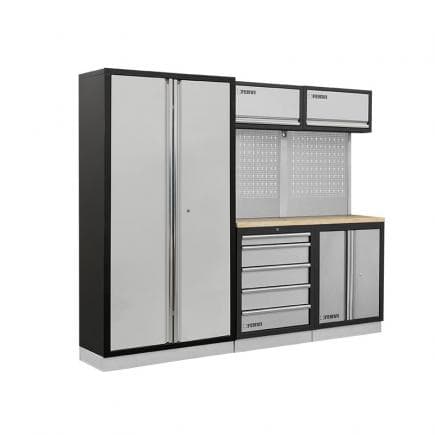 FERVI A007T - Meuble d'atelier modulaire avec plateaux en bois 2275x498x2000 mm