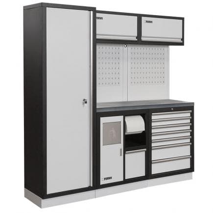 FERVI A008I - Meuble d'atelier modulable avec plateau inox 1960x498x2000 mm