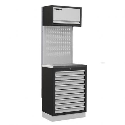 FERVI A008R - Meuble d'atelier modulable avec plateau inox 680x498x2000 mm