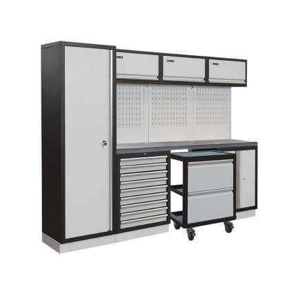FERVI A008S - Meuble d'atelier modulable avec plateau inox 2640x498x2000 mm