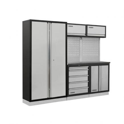 FERVI A008T - Meuble d'atelier modulable avec plateau inox 2275x498x2000 mm