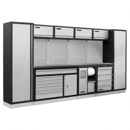 FERVI A008V - Meuble d'atelier modulable avec plateau inox 3920x498x2000 mm
