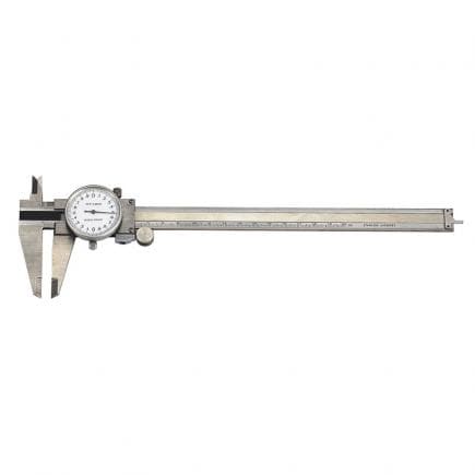 FERVI C005/150 - Pied à coulisse avec cadran en acier inoxydable avec une précision de 0,02 mm