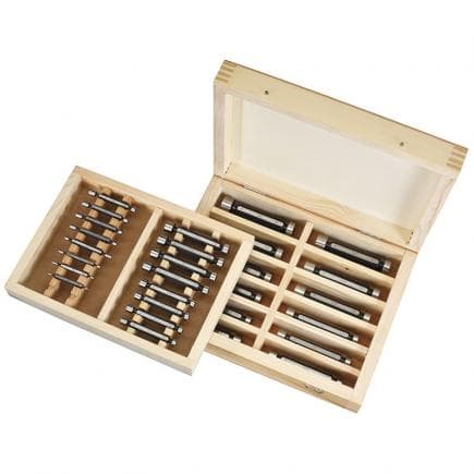 FERVI C025/3/30 - Jeu de jauges à tampon go no go lisses H7 trempées et cimentées (28 pcs.)