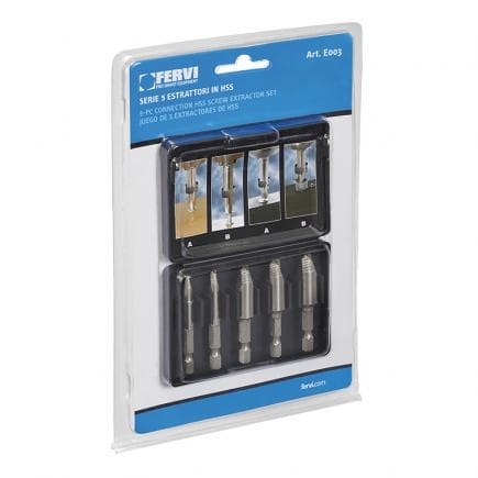 FERVI E003 - Jeu d'extracteurs HSS avec connexion 1/4'' (5 pcs.)