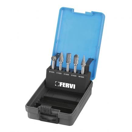 FERVI F008DC - Jeu de fraises rotatives en carbure diamantées (5 pcs.)