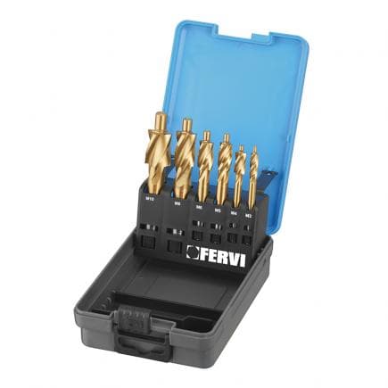 FERVI L018S - Jeu de contre-alésages avec connexion cylindrique pour filetages pré-percés (6 pcs.)