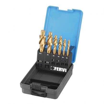 FERVI L020S - Jeu de contre-alésages avec queue cylindrique de qualité moyenne (6 pcs.)