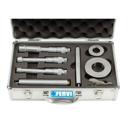 FERVI M019/12/20 - Assortiment de micromètres à trois Forets pour trous intérieurs et borgnes