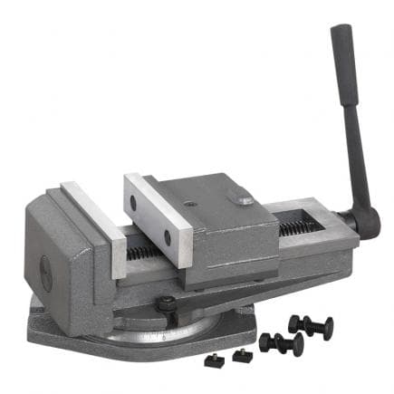 FERVI M024/136 - Étau de machine avec base rotative à 360° avec manivelle et vis de fixation