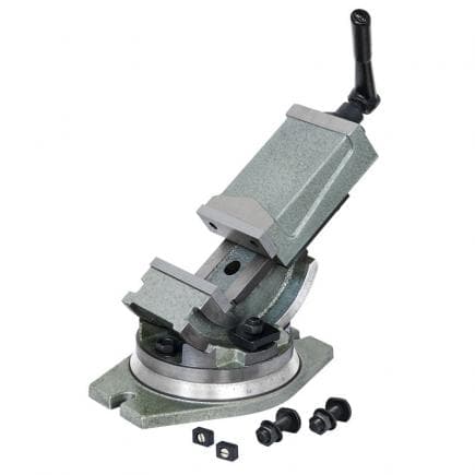 FERVI M530/100 - Étau de machine inclinable avec base rotative à 360° avec manivelle et vis de fixation