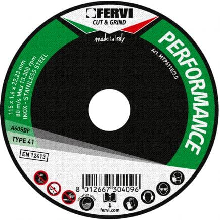 FERVI MTP6115/1.0 - Disque à tronçonner plat ''Performance''