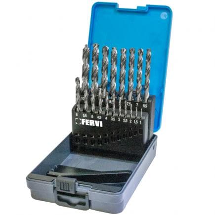 FERVI P023/19 - Jeu de forets hélicoïdaux cylindriques (19 pcs.)