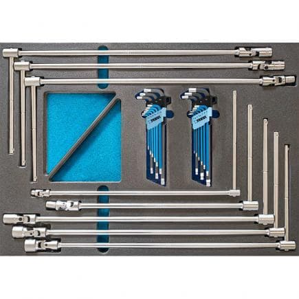 FERVI TM01/010 - Jeu de clés à manche en T avec douille hexagonale articulée en thermoformé souple (26 pcs.)