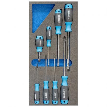 FERVI TM01/016 - Jeu de tournevis fendus à douille souple (8 pièces)