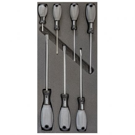 FERVI TM01/017 - Flat screwdriver set in foam tray (7 pcs.)