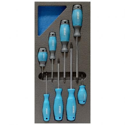 FERVI TM01/018 - Jeu de tournevis Phillips à douille souple (8 pièces)