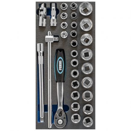 FERVI TM01/022 - Jeu de douilles hexagonales en douille souple (30 pièces)