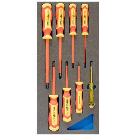 FERVI TM01/026 - Jeu de tournevis isolés en plastique souple thermoformé (8 pièces)