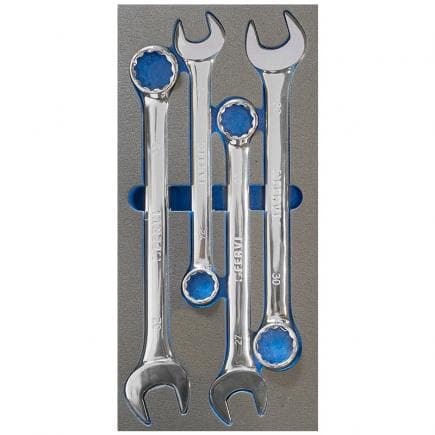 FERVI TM01/033 - Jeu de clés combinées, chromées, à douille souple (4 pièces)