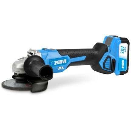 FERVI FB20AG3AB-22B - Meuleuse d’angle sans-fil 125mm 2Ah 20V (avec 2 batteries et chargeur)