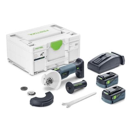 FESTOOL 578368 - AGC 18-125 5.0 EBI-Plus - Meuleuse d’angle sans fil 18V (avec 2 batteries 5Ah et chargeur)