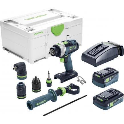 FESTOOL 577248 - Perceuse à percussion sans fil TPC 18/4 5,2/4,0 I-Set/XL QUADRIVE avec 2 batteries et chargeur