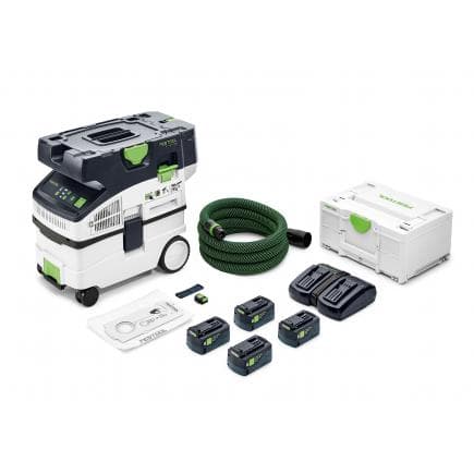 FESTOOL 577150 - Unité d'aspiration mobile sur batteries CTLC MIDI I-Plus CLEANTEC avec 4 batteries et chargeur