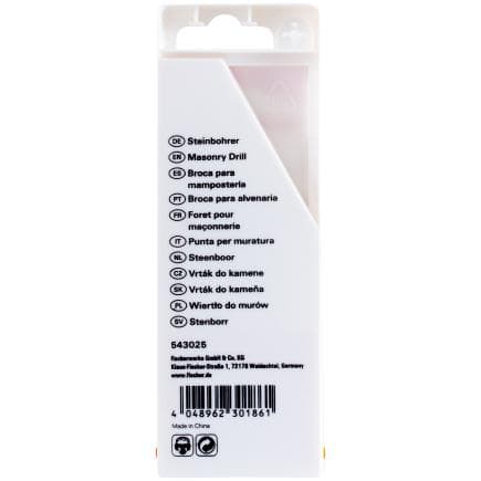FISCHER 543025 - Mèche cylindrique en acier D-S pour maçonnerie avec embout en carbure de 4 à 10 mm (5 pièces).