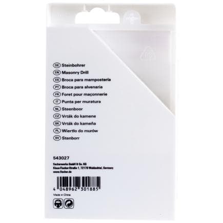 FISCHER 543027 - Mèche en acier cylindrique D-S pour maçonnerie avec embout en carbure de 3 à 10 mm (8 pièces).