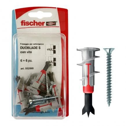 FISCHER 552868 - Cheville auto-perceuse Duoblade S K pour plaque de plâtre avec vis