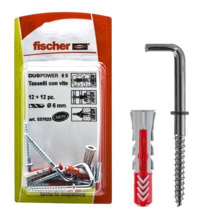 FISCHER 537634 - Cheville DUOPOWER K sous blister avec crochet court