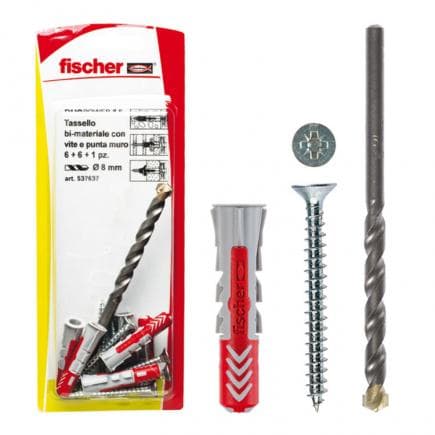 FISCHER 537636 - Cheville DUOPOWER W100 K sous blister avec vis et foret