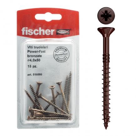 FISCHER 519005 - Vis pour agglomérée bronzée à tête fraisée plate Pozidriv avec filetage partiel FPF-SZ BUP K