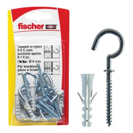 FISCHER 504433 - Cheville en nylon avec crochet court S 6 C/8 K