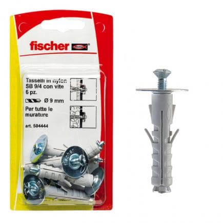 FISCHER 504444 - Cheville à expansion avec vis à tête évasée à empreinte mixte sous blister SB K