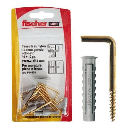 FISCHER 504438 - Cheville en nylon avec crochet doré de suspension cadre sous blister SX 4 G K