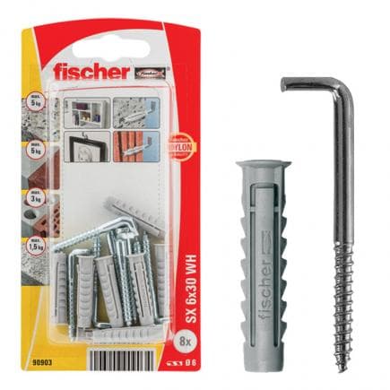 FISCHER 90903 - Cheville en nylon avec crochet sous blister SX H K