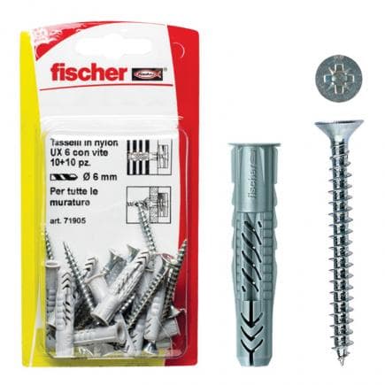 FISCHER 531734 - Cheville universelle en nylon avec vis sous blister UX S K
