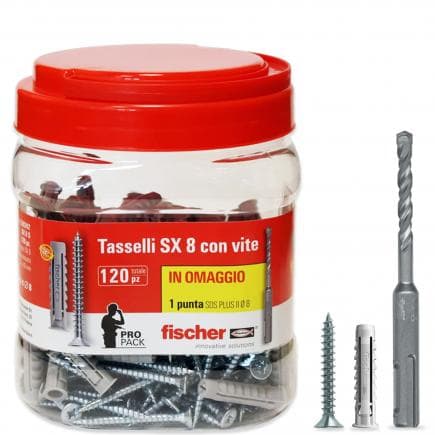 FISCHER 539242 - Cheville en nylon avec vis aggloméré Pozidriv en bidon SX 8 S
