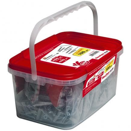 FISCHER 522069 - Cheville en nylon avec vis aggloméré Pozidriv en bidon SX 6 S (400 pièces)