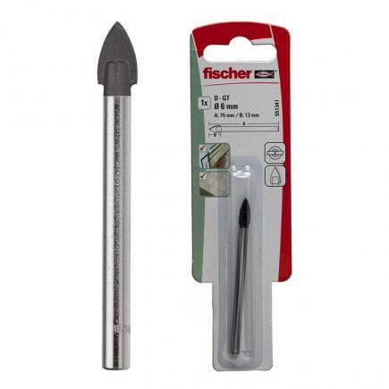 FISCHER 551343 - Mèche à ailettes plaquées au carbure pour verre et carrelage sous blister PV K