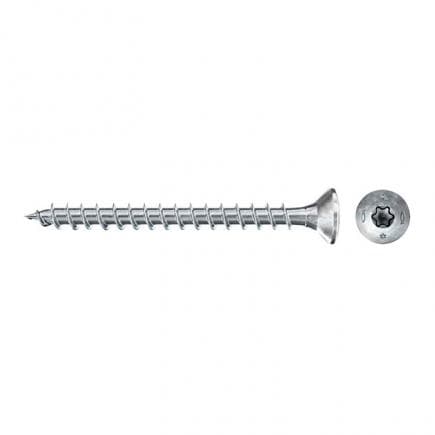 FISCHER 670001 - Vis à bois aggloméré galvanisée blanche Torx à tête évasée plate et filetage complet FPF II CTF BC